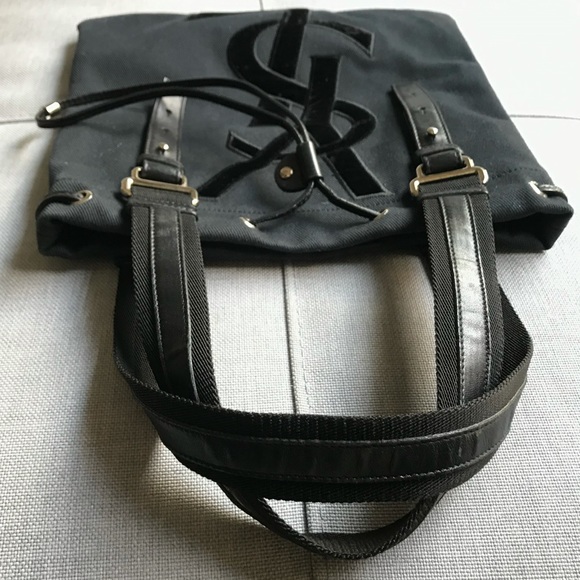 YSL Yves Saint Laurent Vintage Iconic Black Canvas Tote - Picture 4 of 7